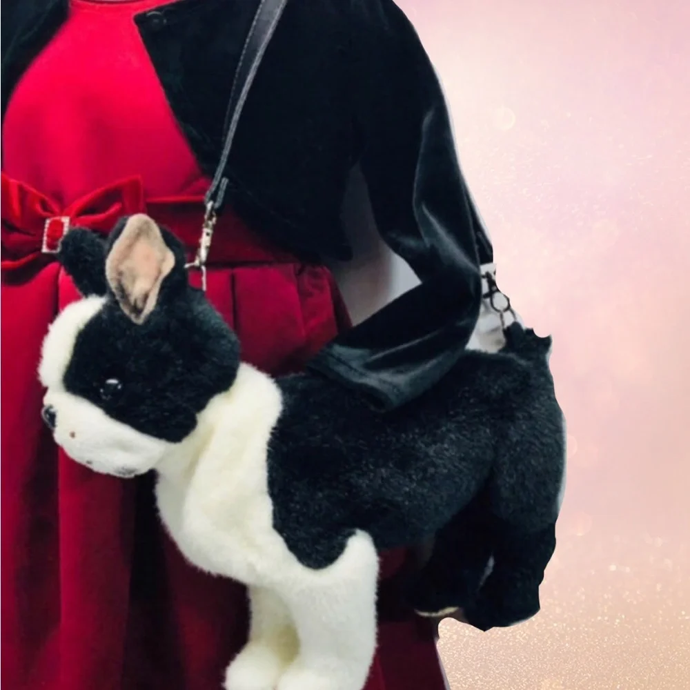 Bull Terrier Youth Black and White Plush Handbag